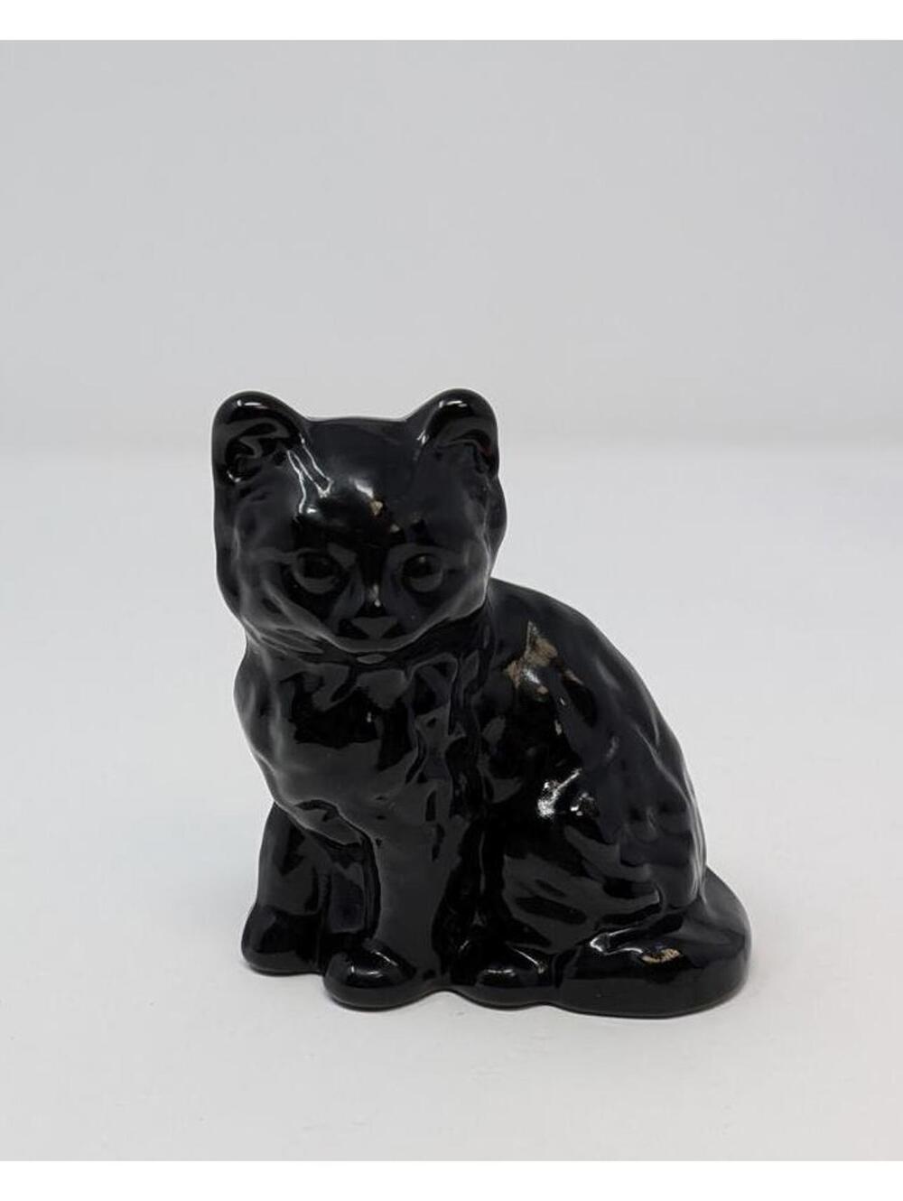 Mosser Glass Black Glass Cat Figurine Decorative Collectible - New